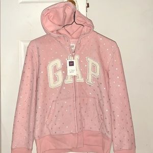 A baby pink gap hoodie with stars all over it!!